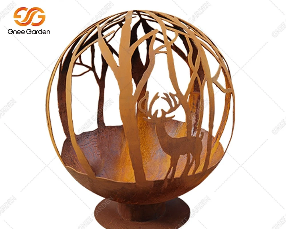 Corten Steel outdoor fire pit sphere Corten Steel outdoor fire pit sphere