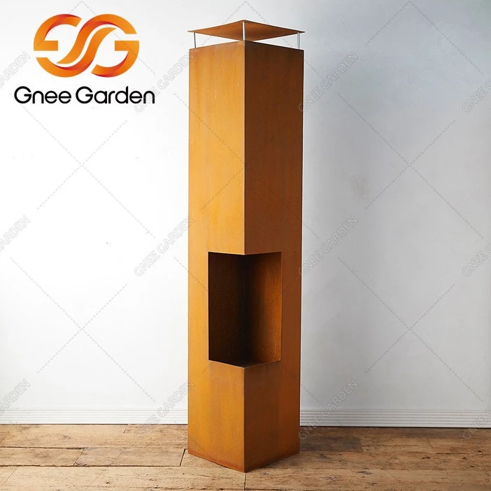 corten steel freestanding fireplace(4)