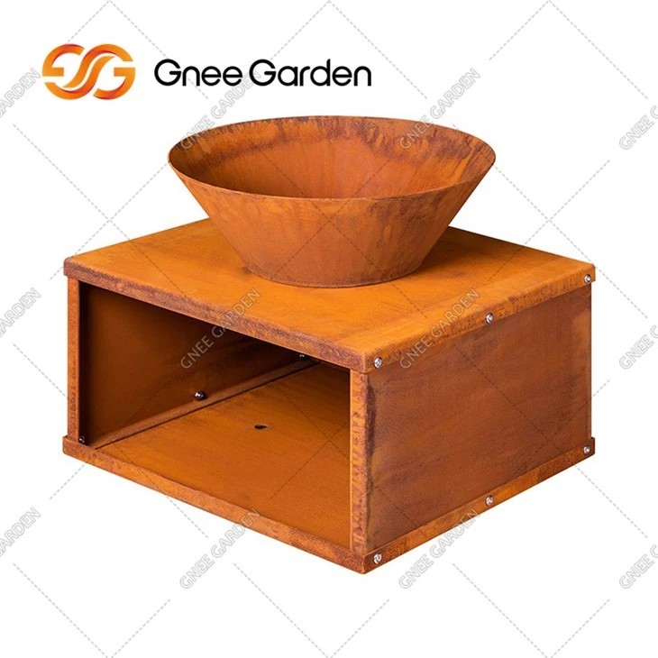 Jardim personalizado ao ar livre em aço Corten estilo enferrujado