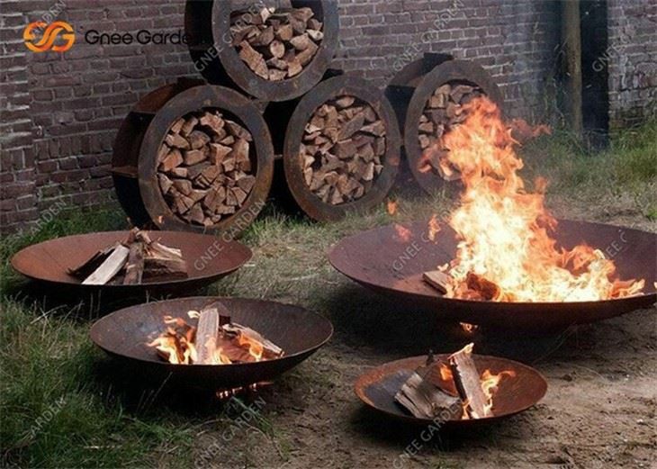Round Corten Steel Wood Fuel Fire Pit