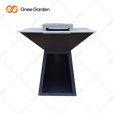 Grelhador a carvão pequeno em aço Corten