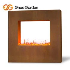 Lareira quadrada em aço Corten