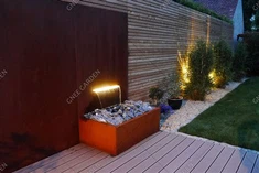 Jardim quintal elementos de água metal quadrado tigela água corten aço cubo fonte água com bomba