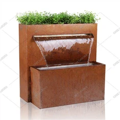 Fonte de parede de água de aço Corten vertical com recurso de água de jardim