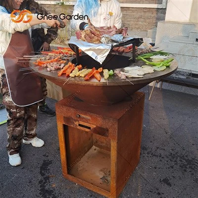 Churrasqueira externa a lenha Corten Metal Fire Pit Weathering Steel Churrasqueira