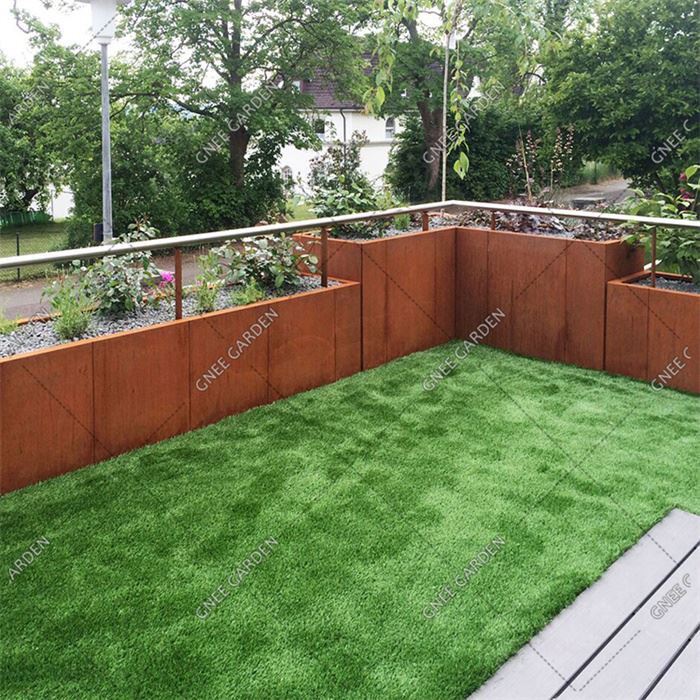 Caixa de plantador de aço para vaso de flores de jardim em aço Corten decorativo antigo