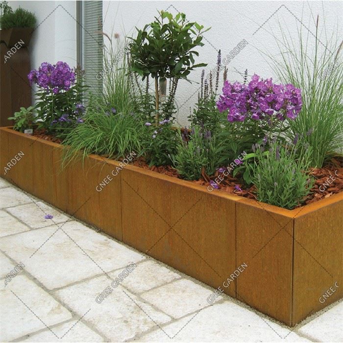 Antique Decorative Corten Steel Garden Flower Pot Steel Planter Box