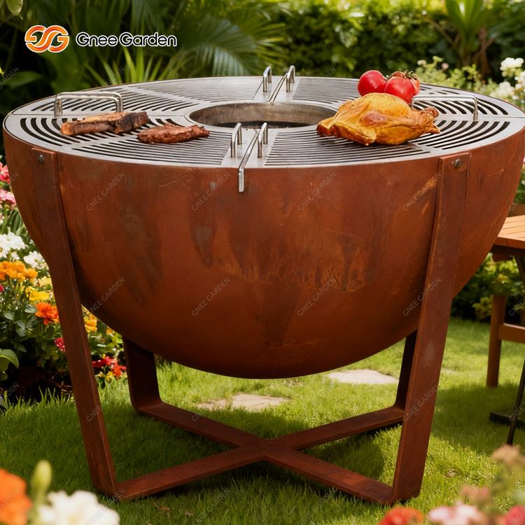 Bacia de aço redonda do poço do fogo do assado da grade de Corten para a festa da família