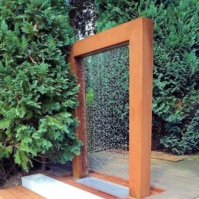 Fonte de cortina de chuva de jardim de aço Corten