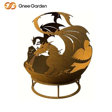 Corten Fire Sphere Sphere Dragon Fire Pit ao ar livre