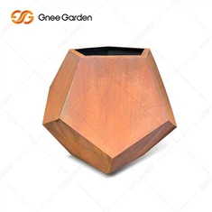 Vaso de flores redondo de aço Corten ao ar livre fora do jardim