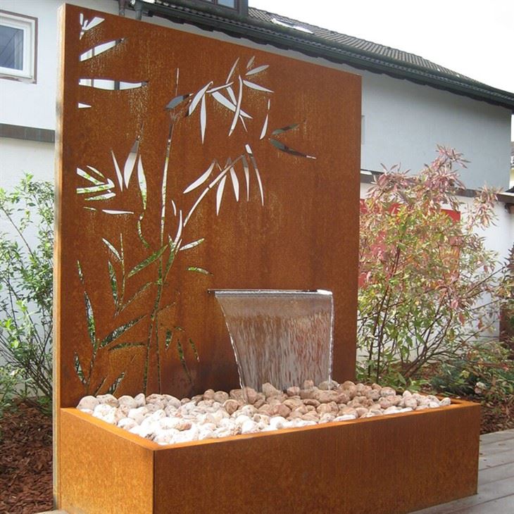 Tigela de água em aço Corten Metal Tigela de água para jardim